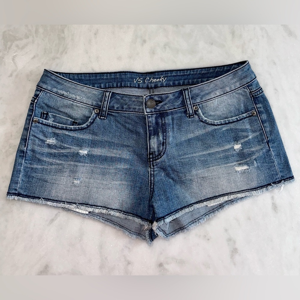 Victoria's Secret Cheeky Jean Short. Women's Size 12. Medium-light wash.